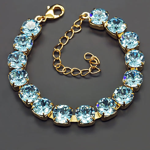 Браслет "Класика (Aquamarine Blue)" с кристаллами Swarovski™